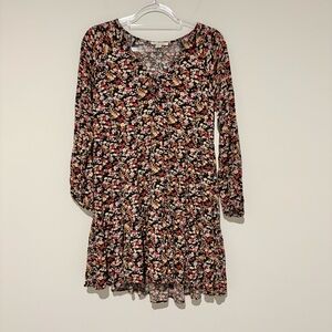 American Eagle outfitters Floral button tie Printed V neck dress black XS